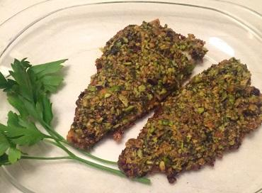 Filetti di branzino in crosta di pistacchio
